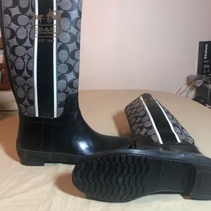 Black Coach Rain Boots